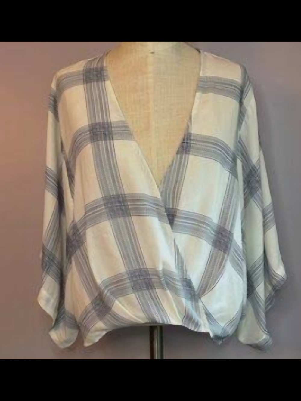 White Stripe Detail Batwing Semi Sheer Top NWOT Size L